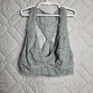 Victoria’s Secret Sage Green Lace Racerback Pullover Bralette ~ Women’s Size L